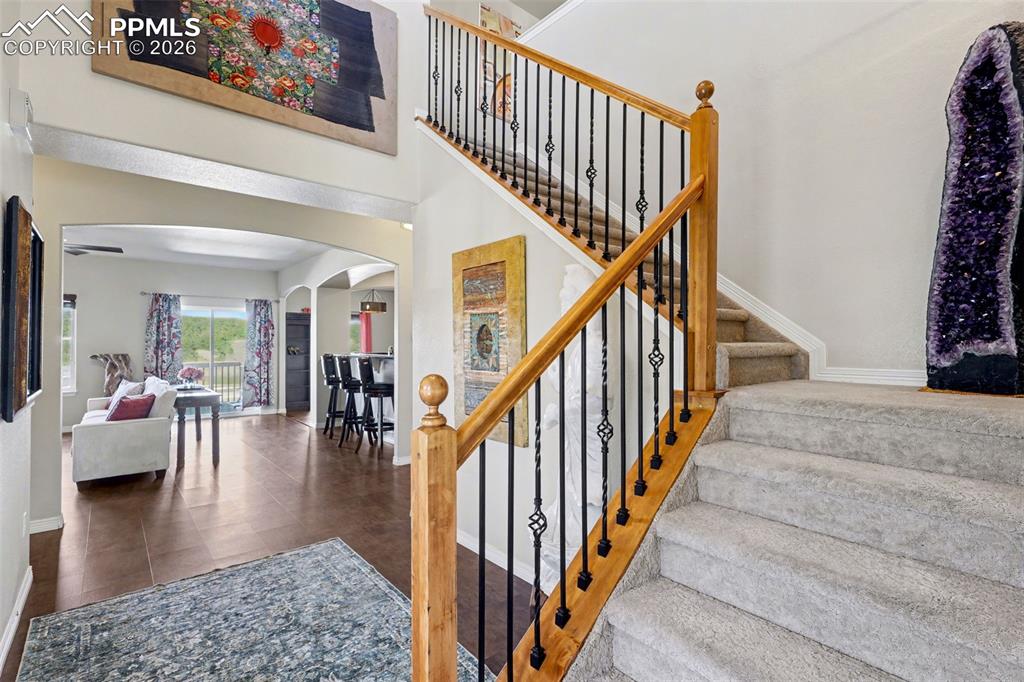 Entry opens to the open-style family room/kitchen combo