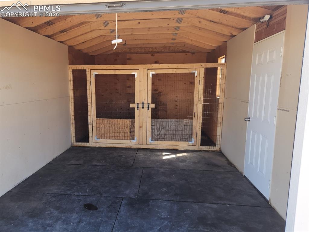Garage that has been converted to (2) Stalls for Livestock / Dogs