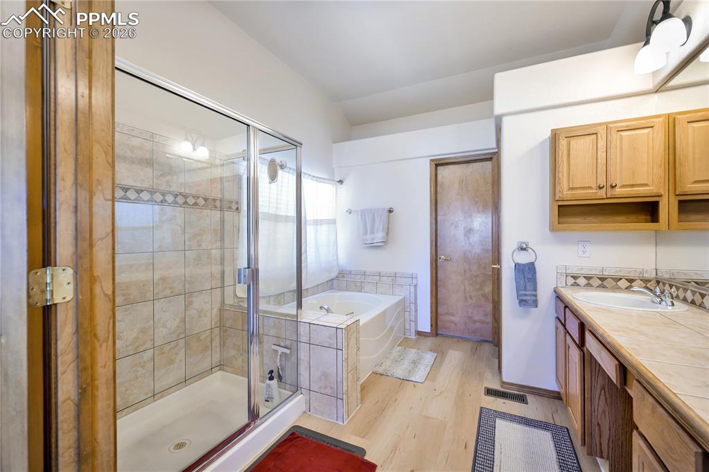 Primary bathroom and walk in closet