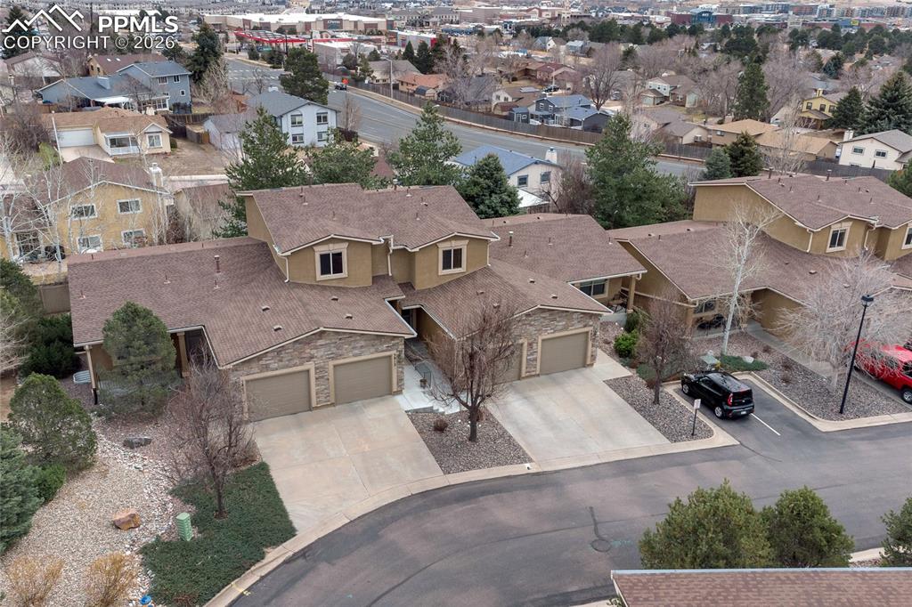Aerial view of residential area