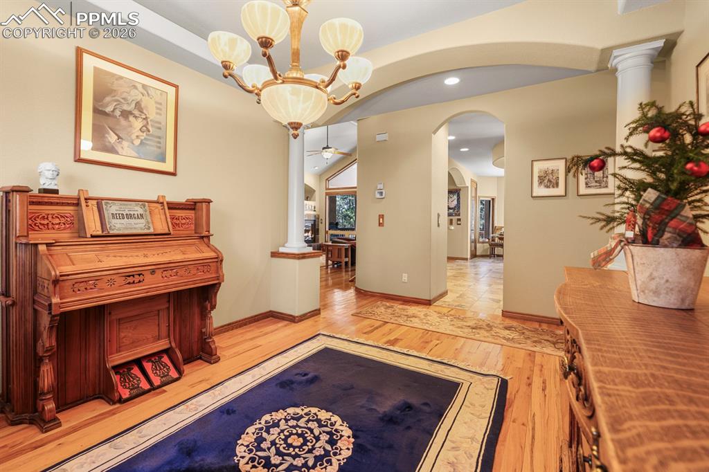 Formal dining room with hardwood floor