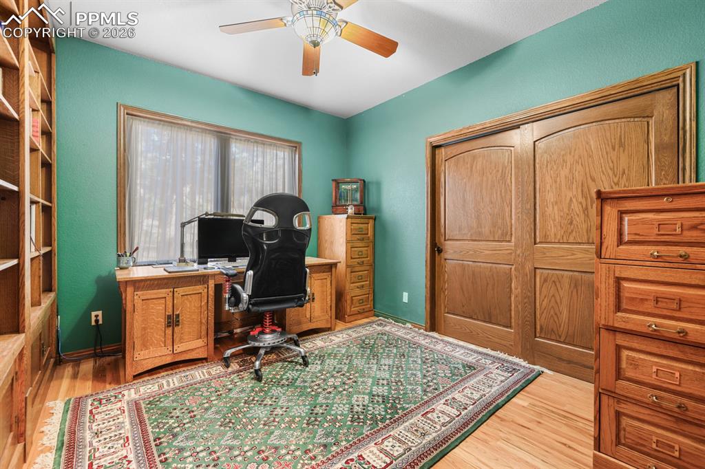 Main-level office or bedroom has closet and adjoining 3/4 bathroom