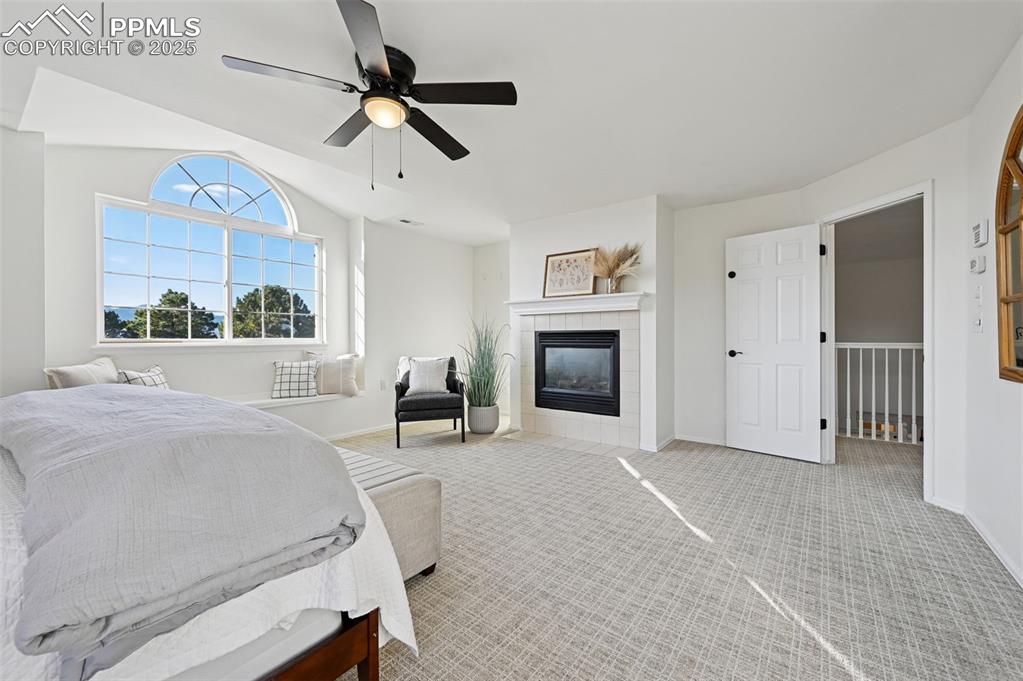 Fireplace in primary bedroom