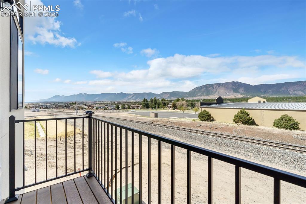 Balcony with a mountain view