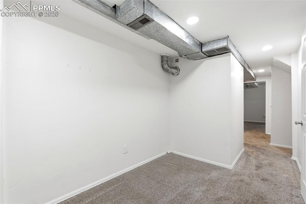 Walk in closet with carpet