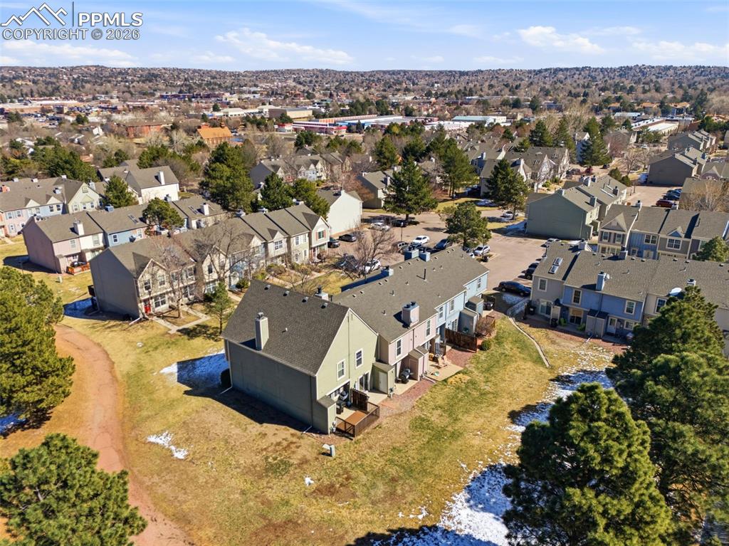Aerial view of residential area