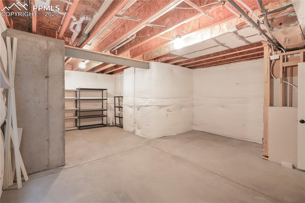 View of unfinished basement