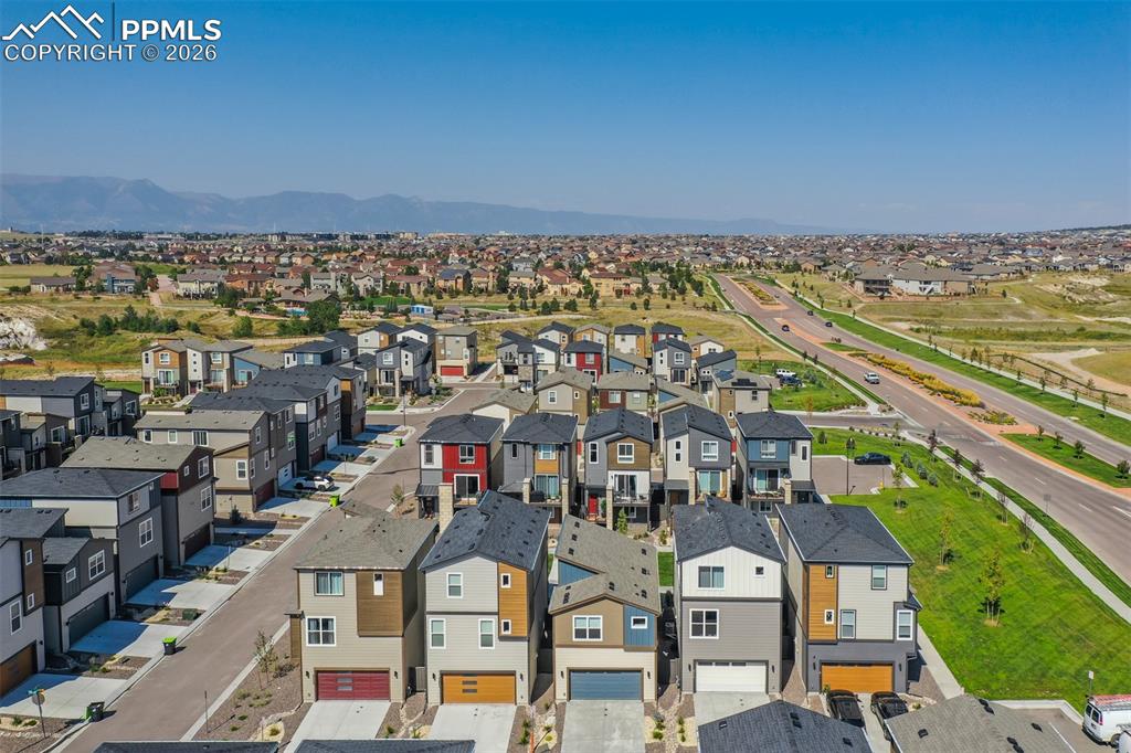 Aerial perspective of suburban area