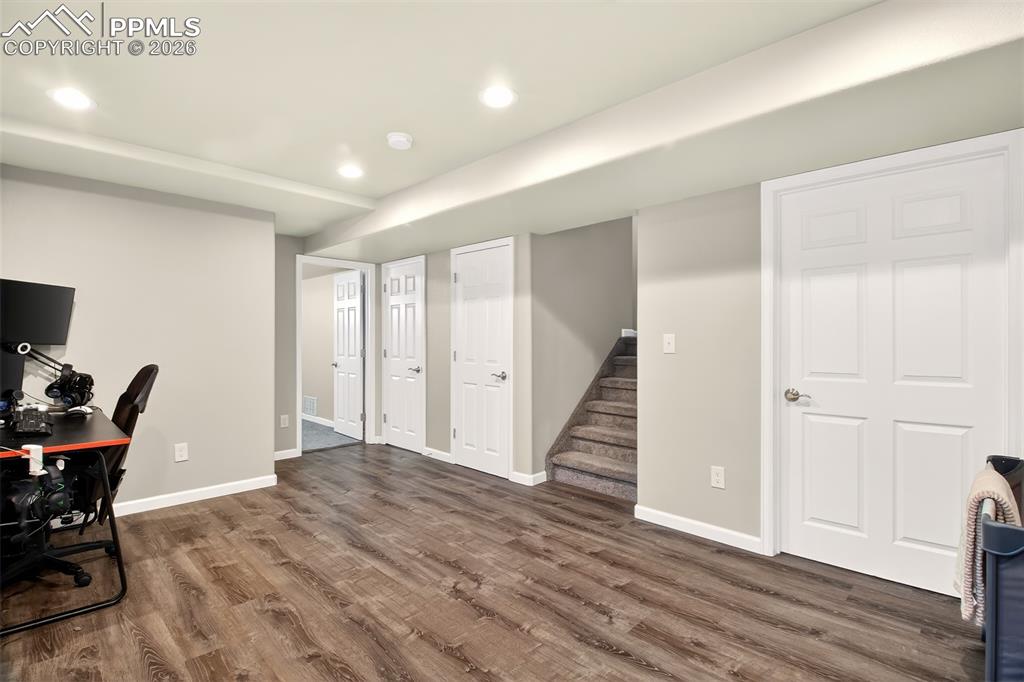 Basement rec room finished with LVP