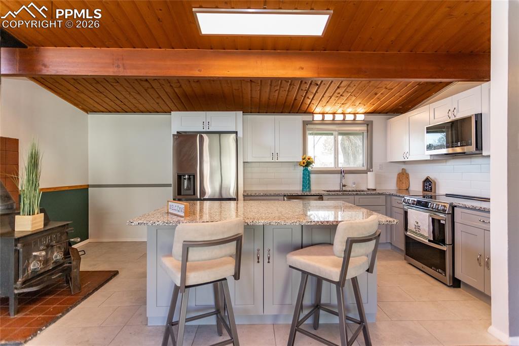 New stainless kitchen appliances.