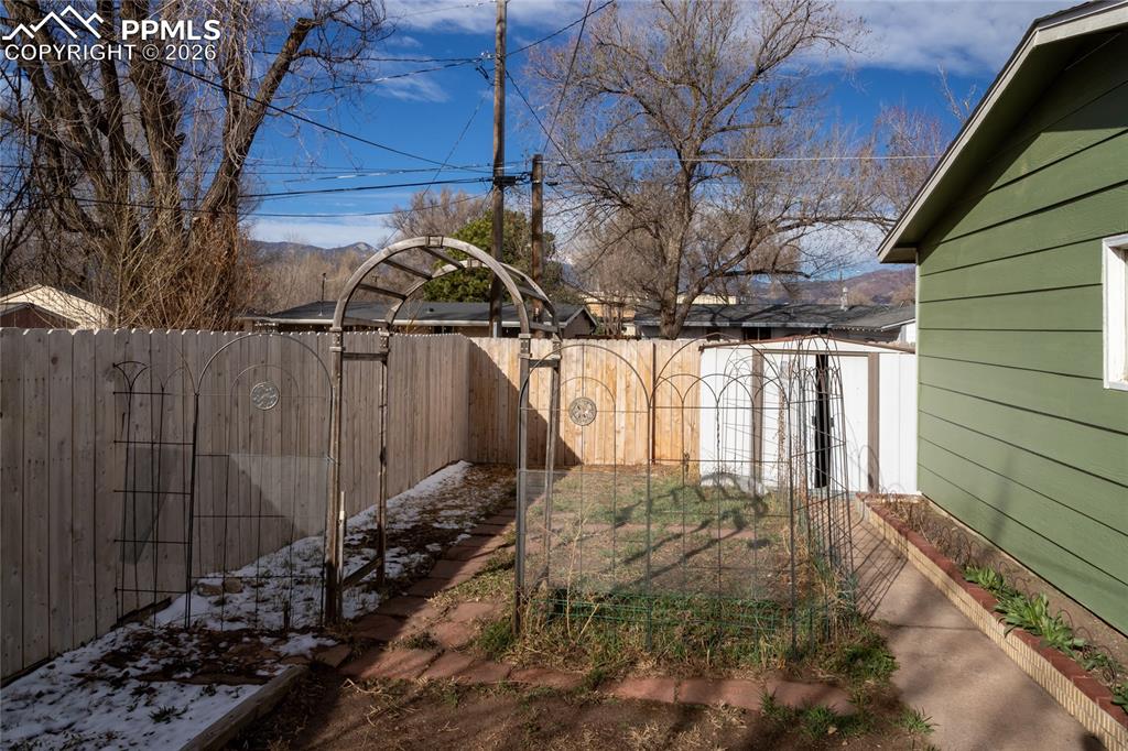 Yard and storage shed.