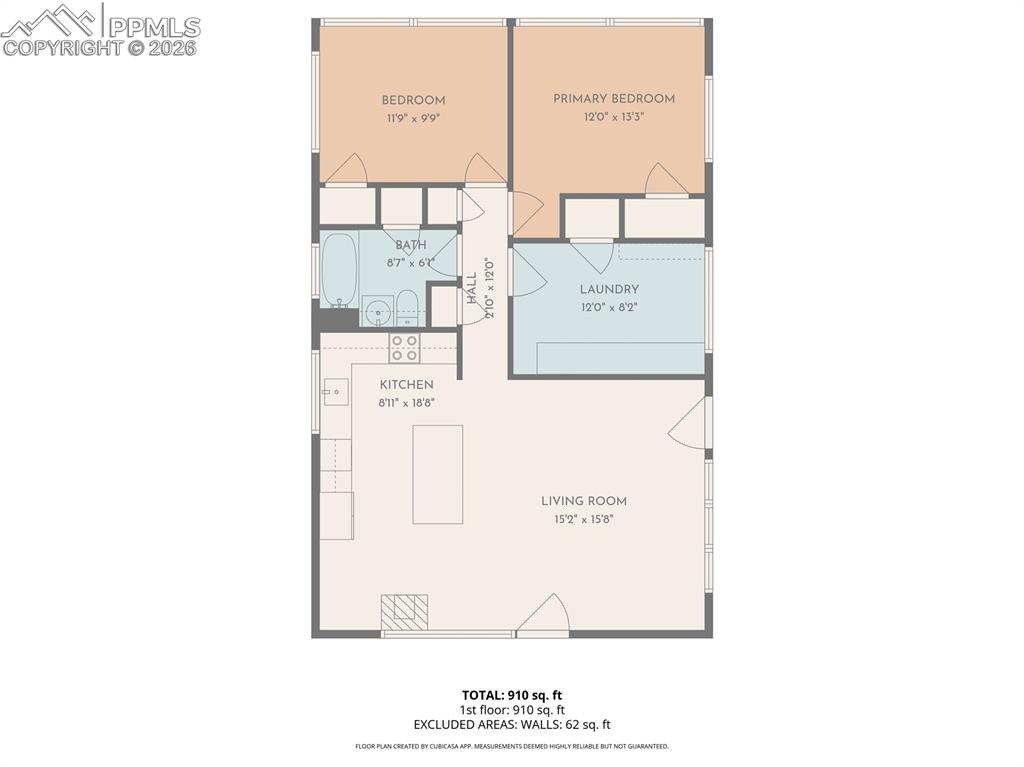 Measurements are approximate using CubiCasa app.  Buyer to verify measurements.