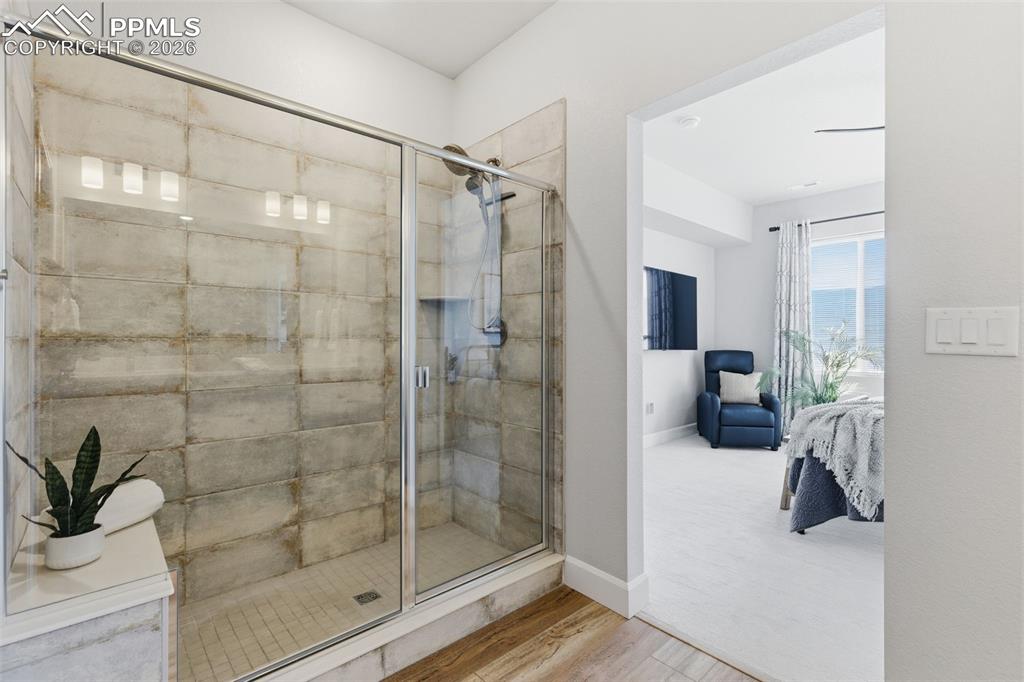 Ensuite bathroom with a luxurious shower