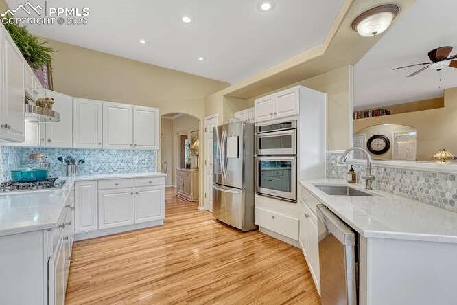 Kitchen with stainless steel appliances
