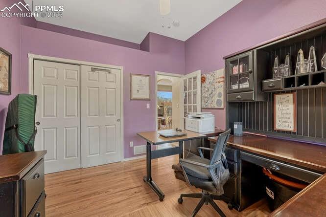 Main level bedroom currently used as an office