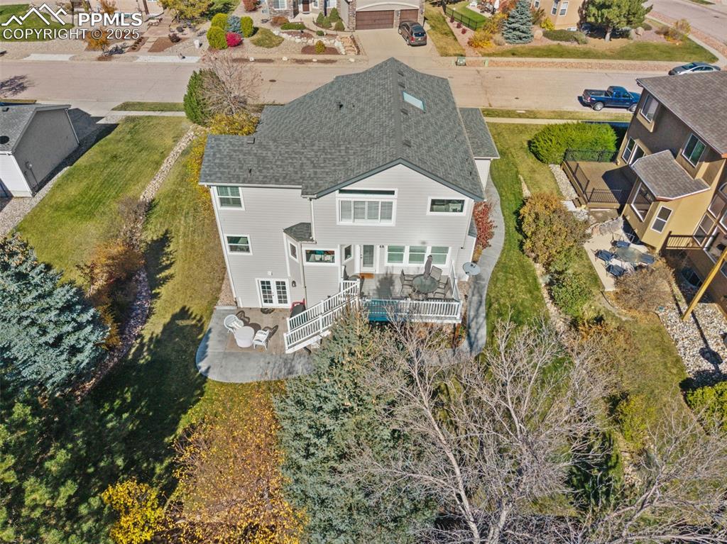 Aerial perspective of suburban area