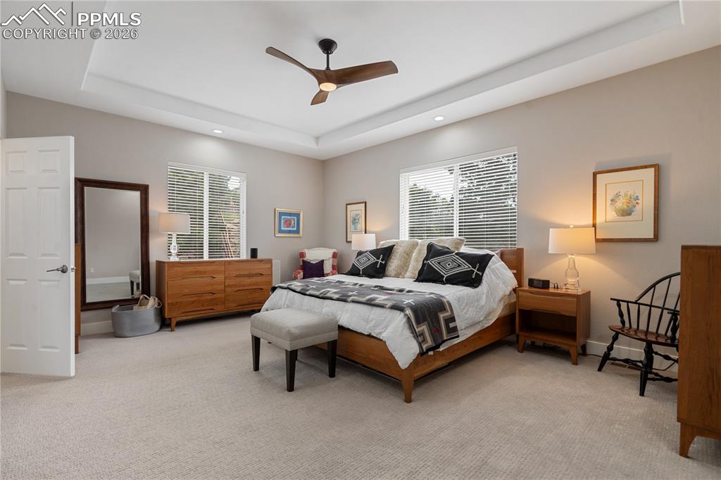 Master bedroom has tray ceiling