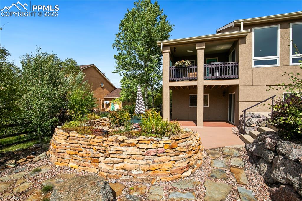 2 concrete patios for backyard entertaining locations, patio is wired for hot tub