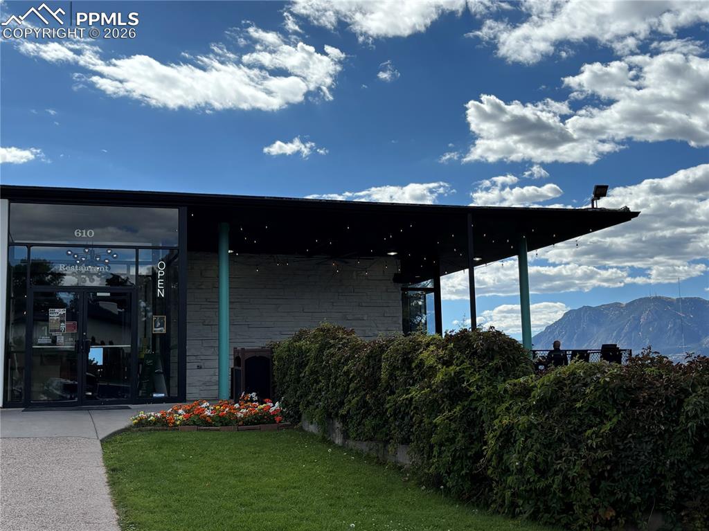 Golf clubhouse across the street