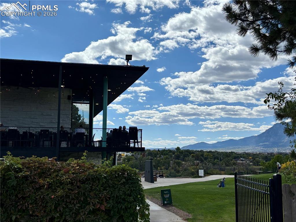 Golf clubhouse across the street