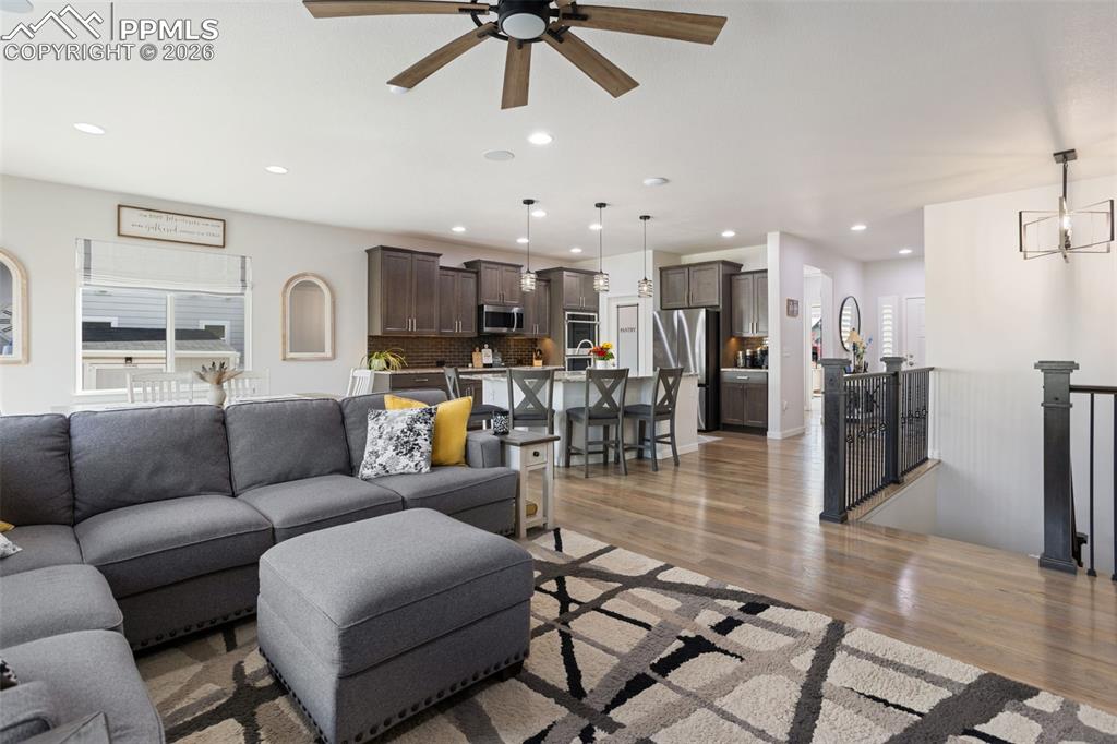 View from living room to kitchen