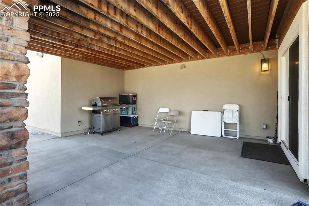 View of patio with grilling area