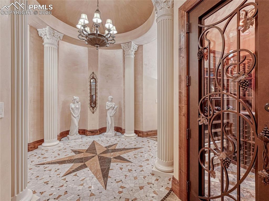 Custom metal door to wine room.