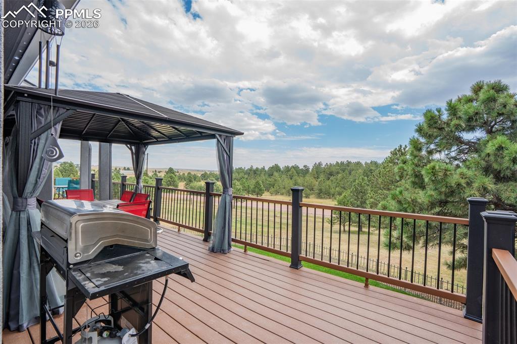 44x20 newer no maintenance deck gives you the space to relax and enjoy your views; deck encompasses the front and side of the home, pergola is included with purchase.