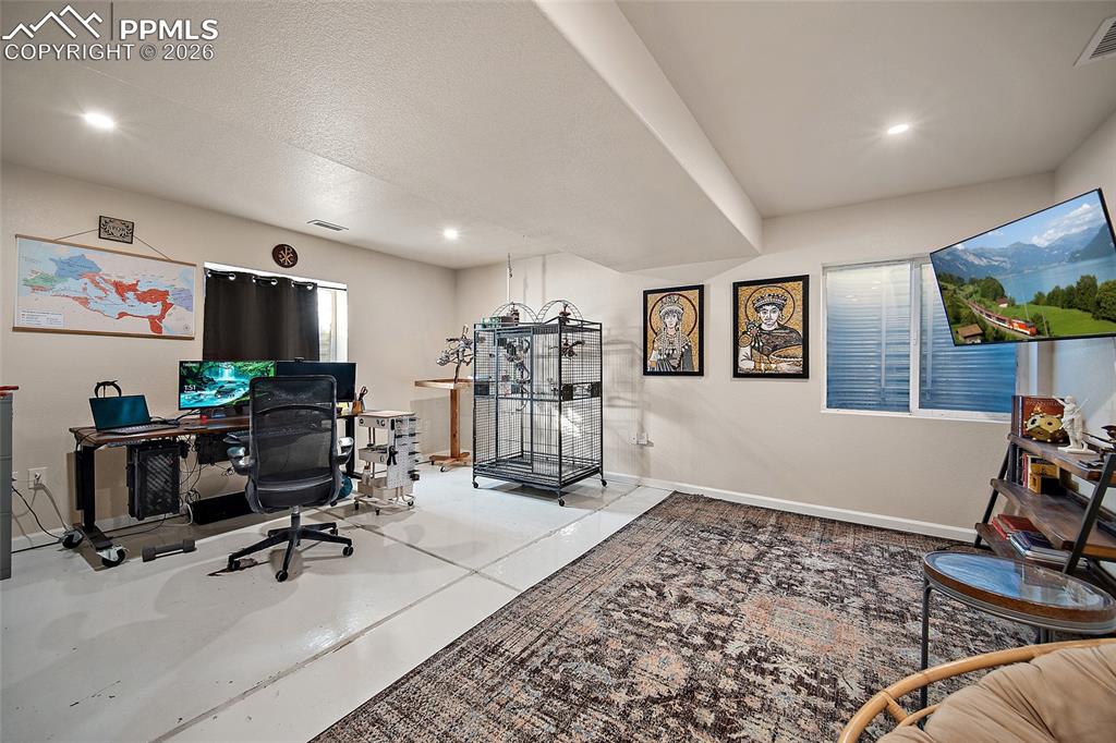 Newly finished basement can be used as an office, family room, or additional bedroom