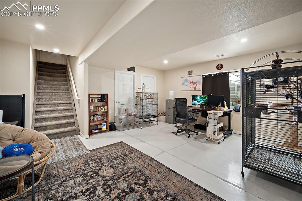 Newly finished basement can be used as an office, family room, or additional bedroom