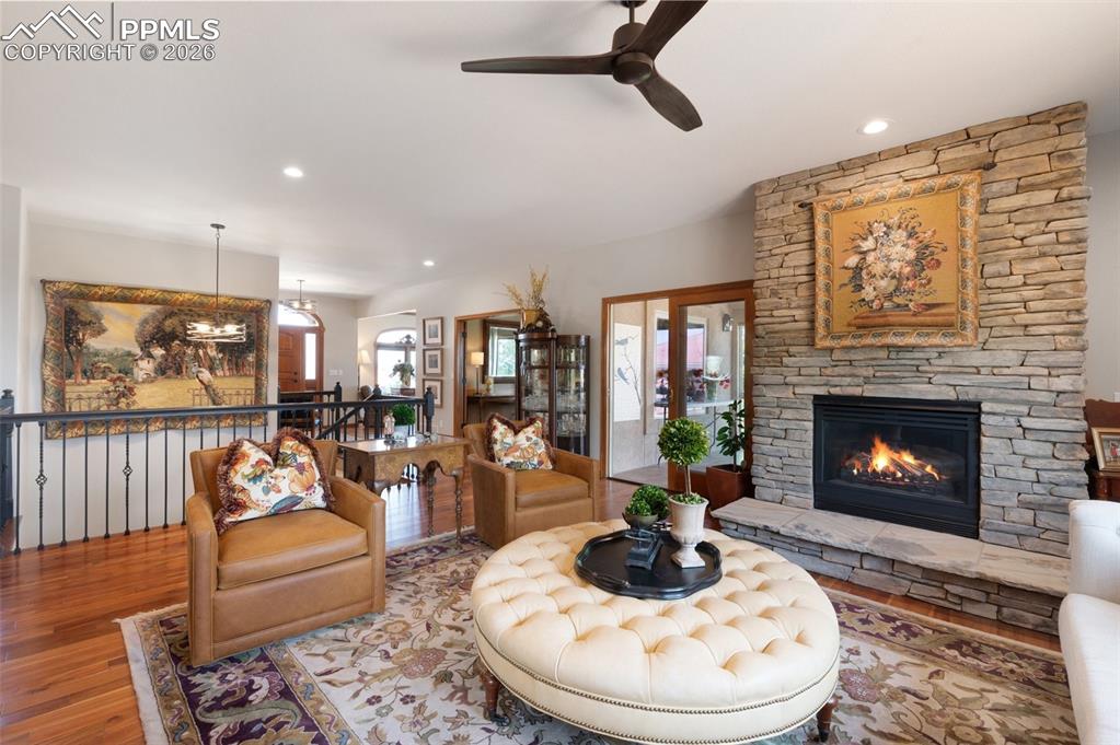 Stacked Stone Fireplace