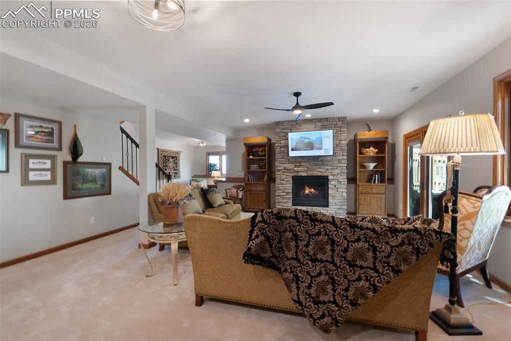 Relaxing Fireplace With Stacked Stone