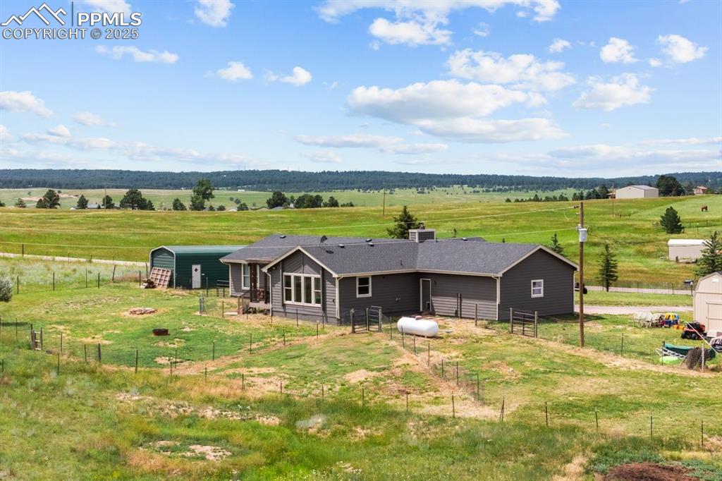 Overview of rural landscape featuring a pastoral area