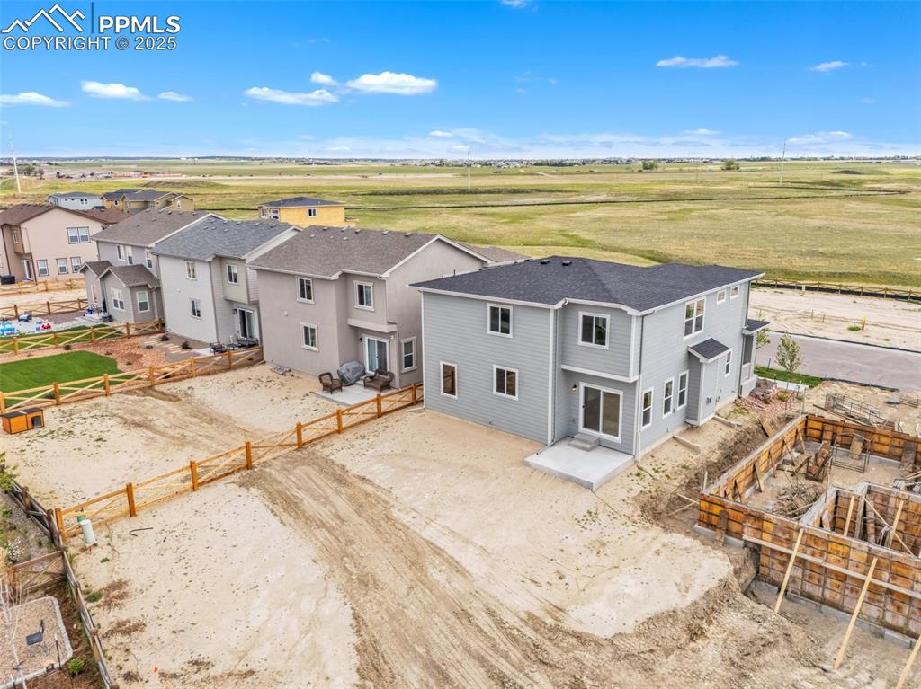 Aerial perspective of suburban area