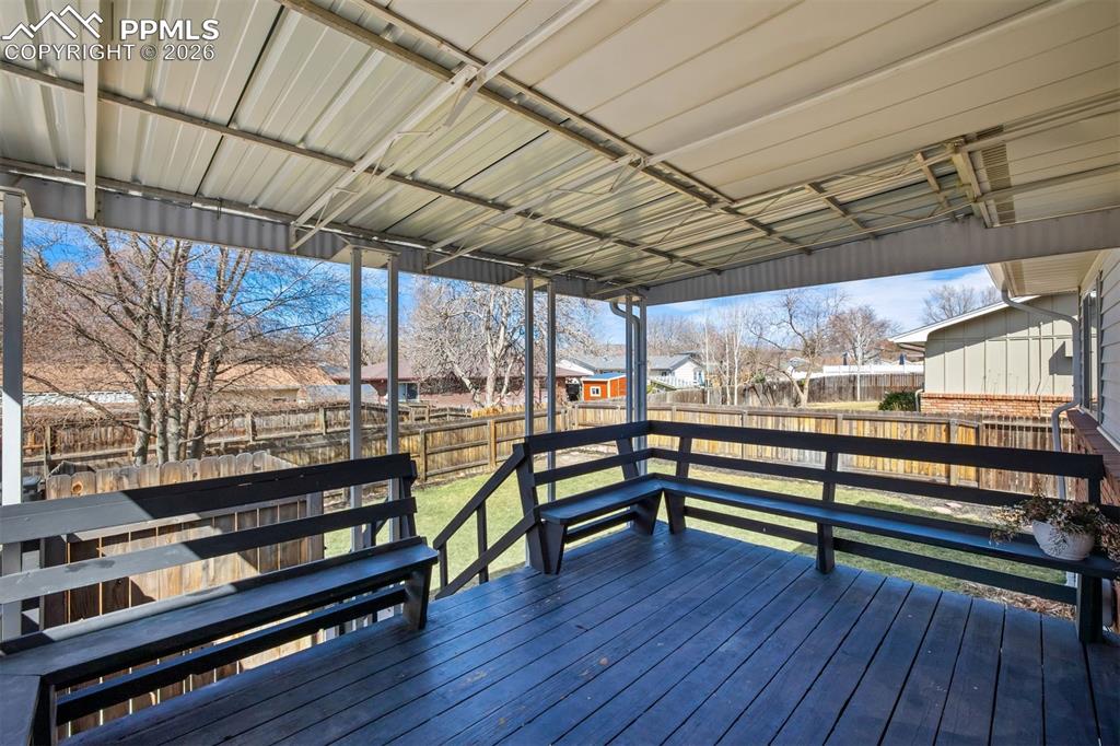 Wood deck off the kitchen perfect for entertaining