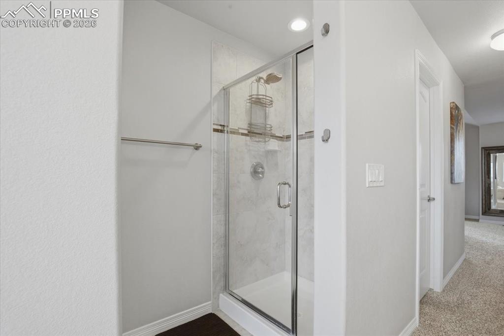 Bathroom walk in shower with modern finishes