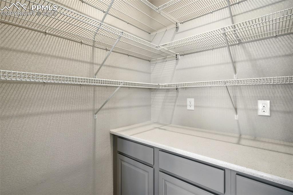 Huge Pantry off the kitchen.  Great for hiding the Coffee pot, toaster, toaster oven. 