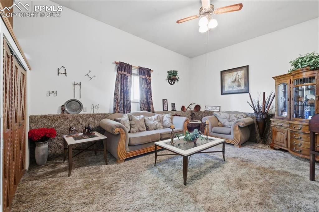 lower level family room with storage cabinets
