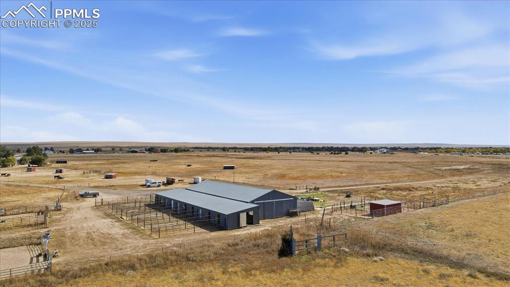Stall runs from the back arial of the barn