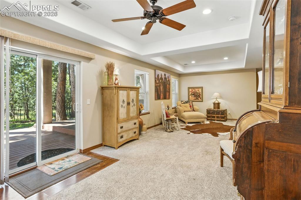 Walkout to covered composite deck on lower level.  