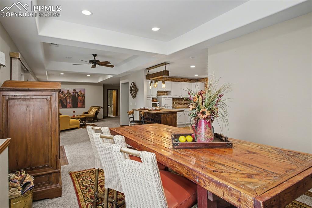 Ample dining space in basement.  