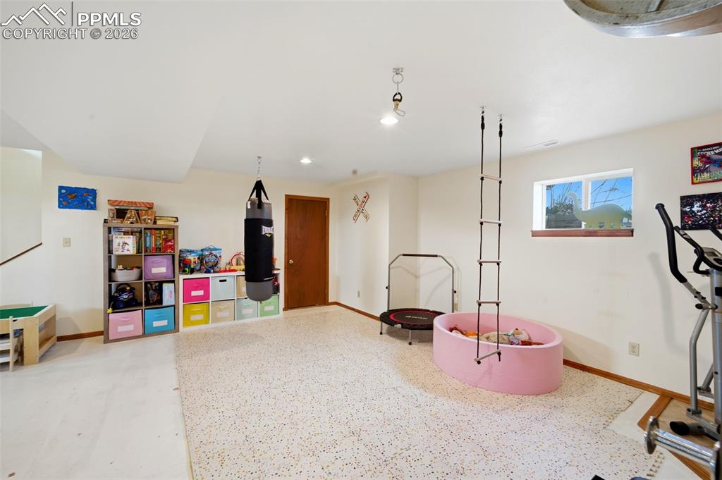 Playroom with baseboards