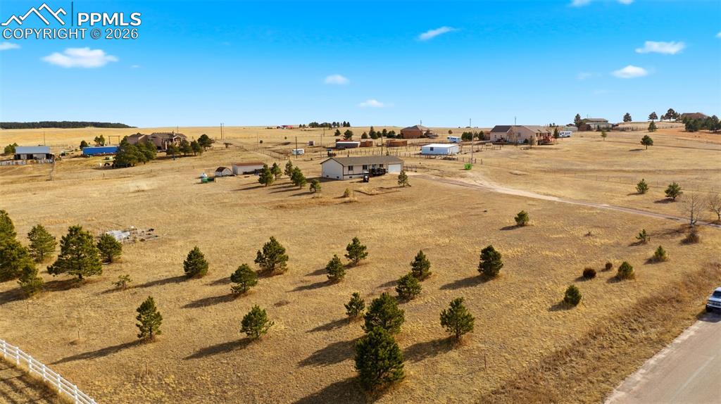 Aerial view of sparsely populated area
