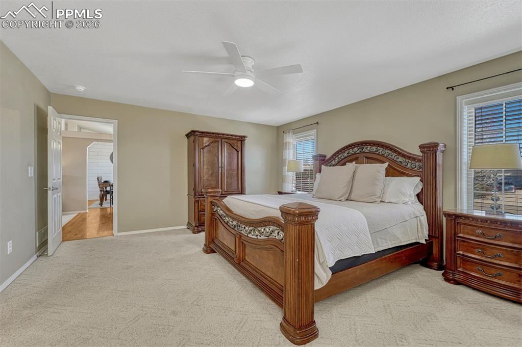 Main level primary is at the front of the house with soft, east facing light to ease into the morning