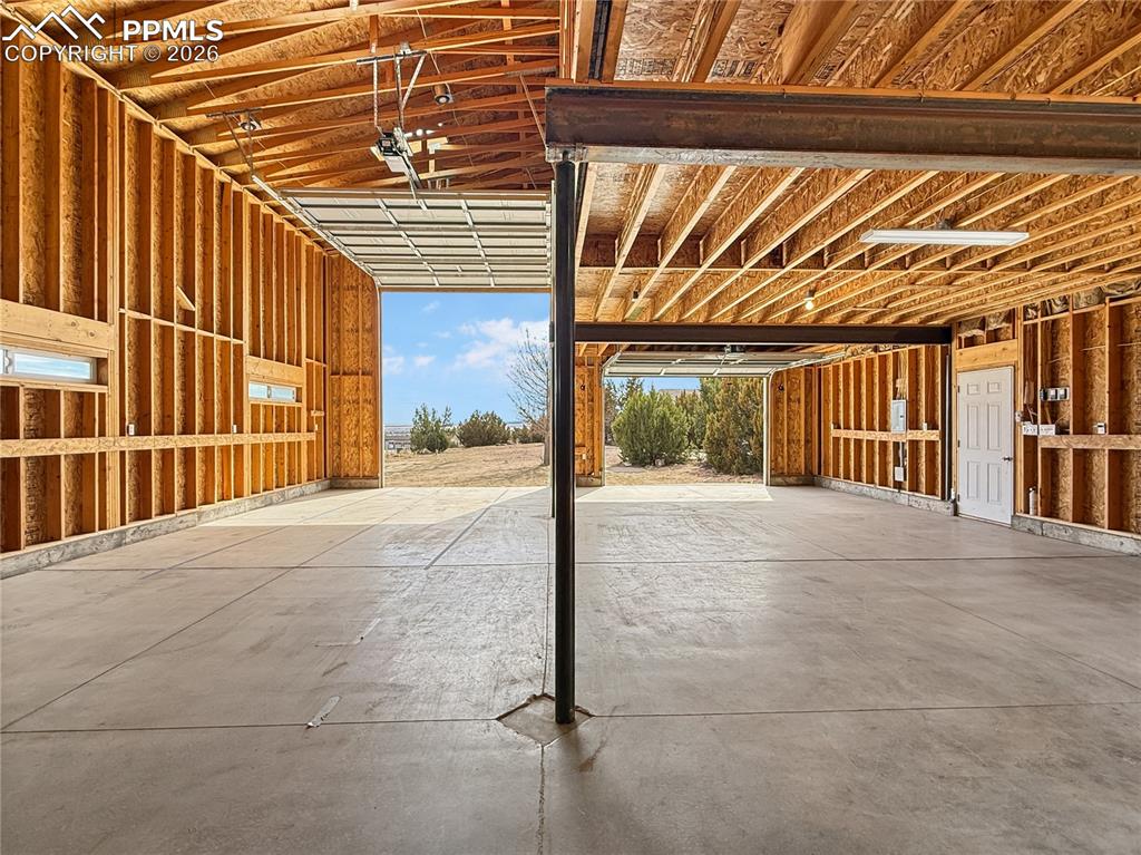 Detached garage looking from back to front, notice the extra large door for an RV/Boat