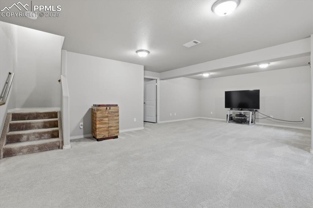 The basement level family room is HUGE and has different "zones" for various activities. 