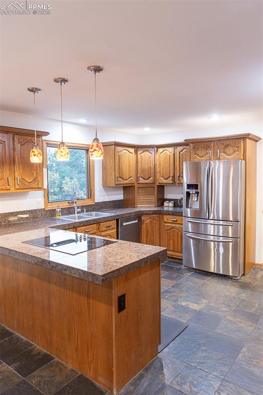 Open gourmet kitchen.