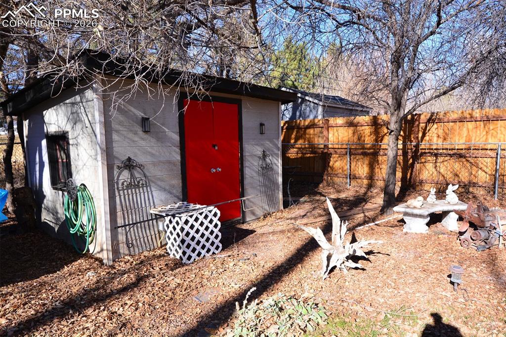 Storage shed in back yard