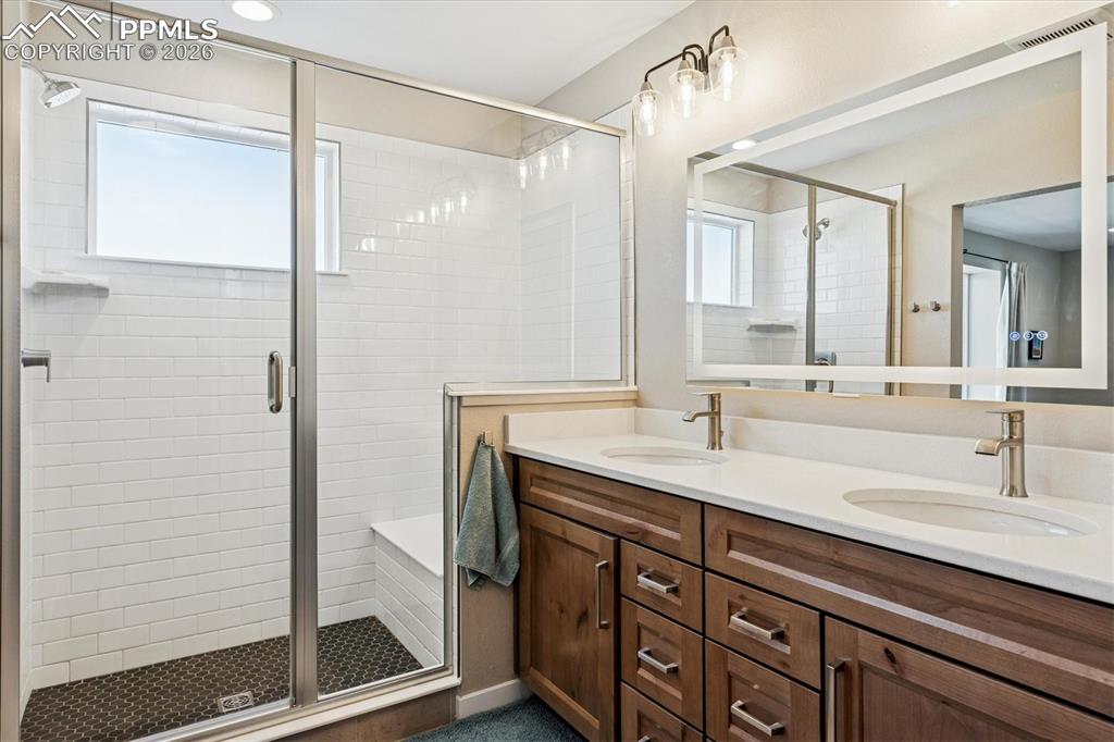 Primary 3/4 Bath with Double Vanity & Shower