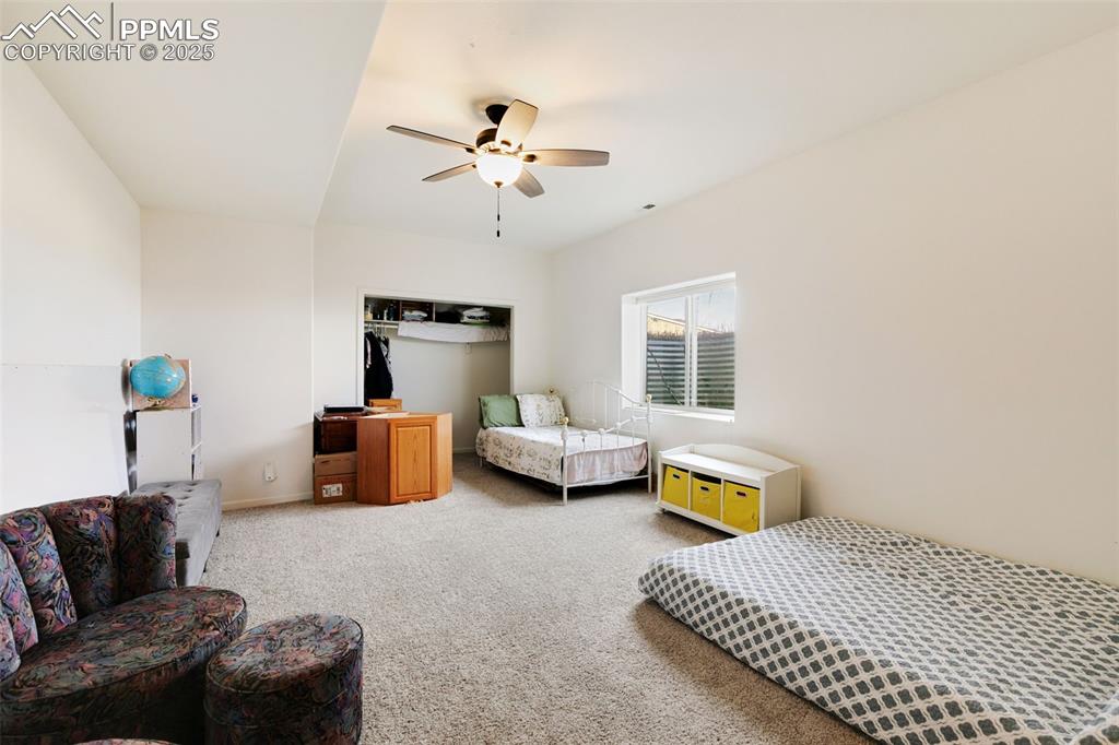Huge basement bedroom has an attached bath.